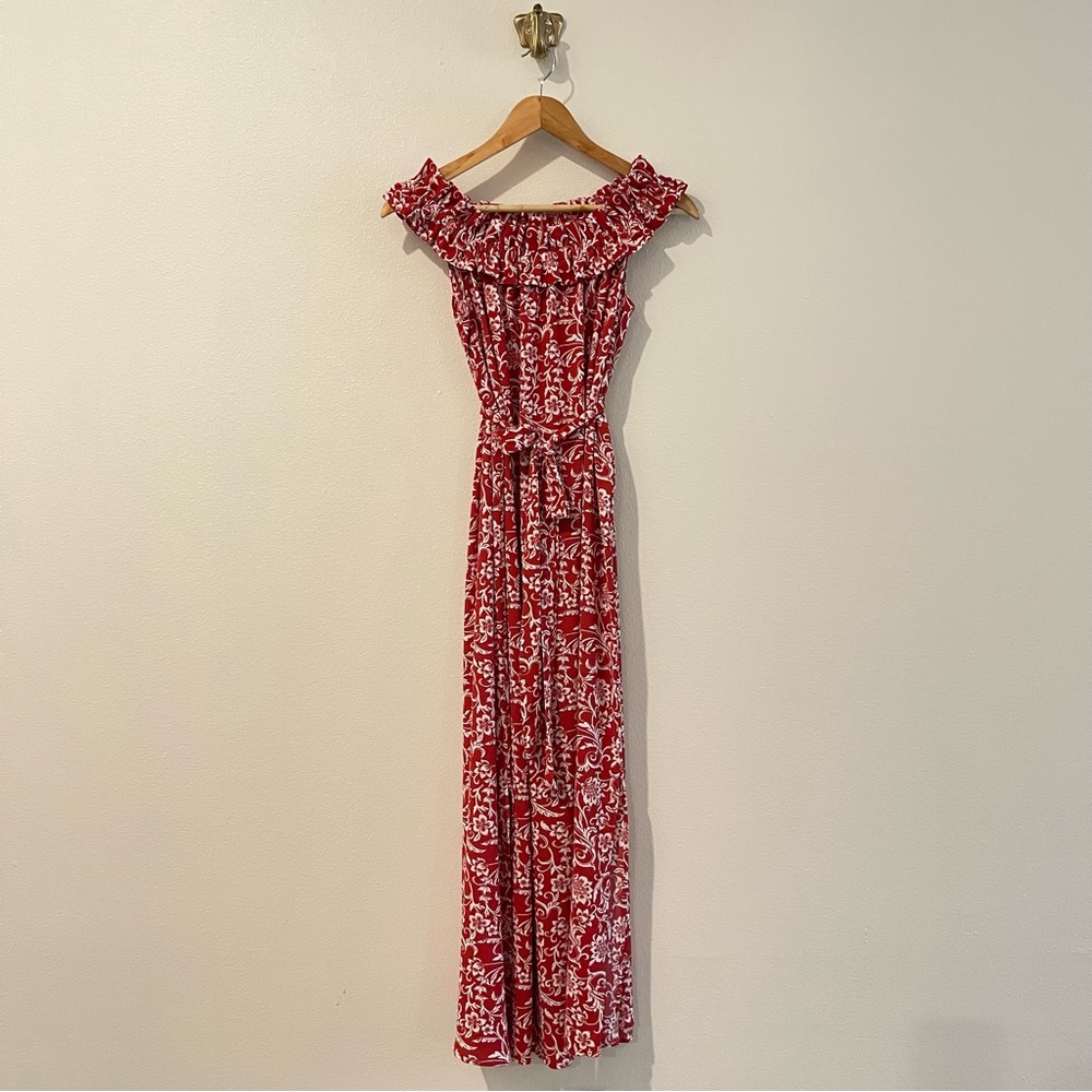 Loft Outlet Petite Red Floral Off-Shoulder Dress Size SP